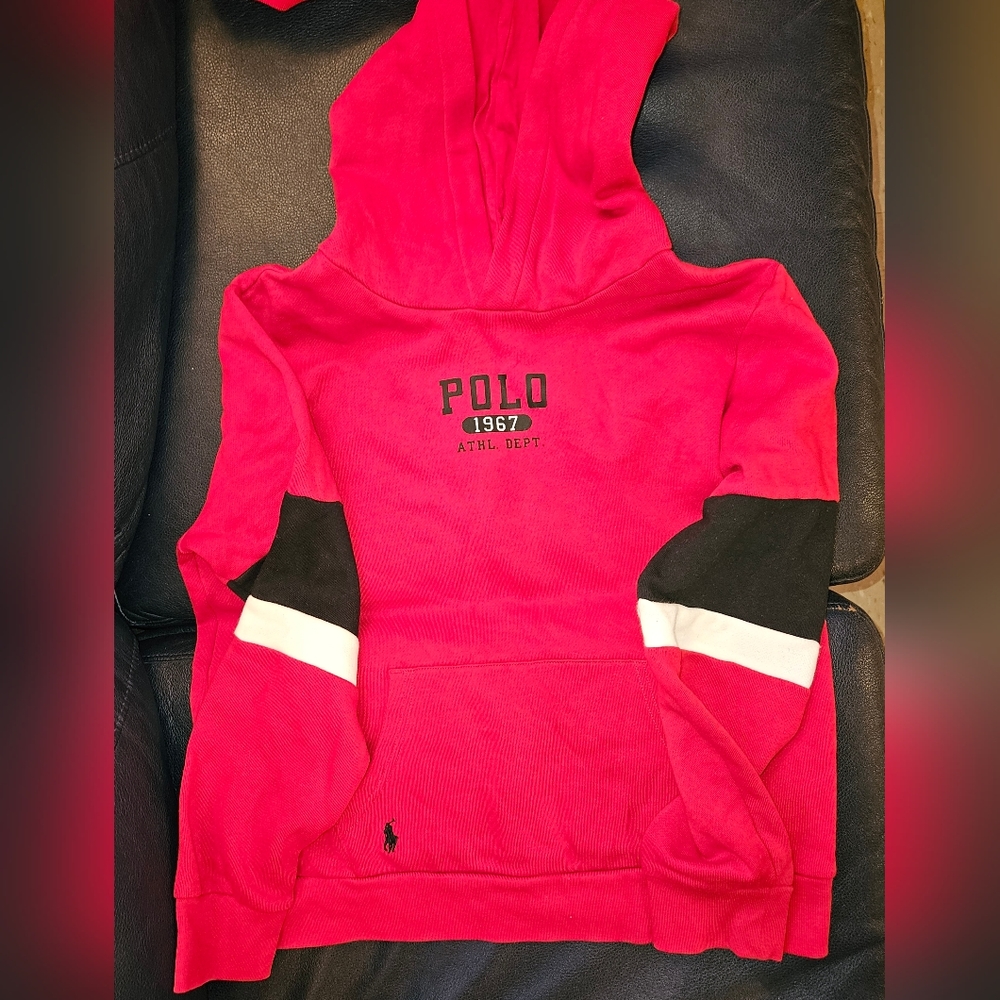 Polo Ralph Lauren Hooded Pullover Sweatshirt , Size Large 14/16, Red